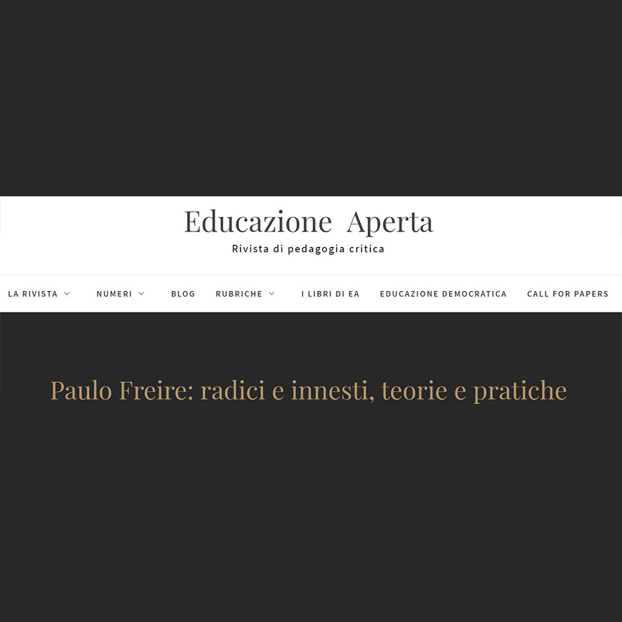 copertina call to papers educazione aperta Paulo Freire 2